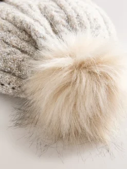 Grijs - Sparkle Knitted Pom Hat