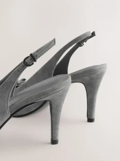 Grijs suède - Forever Comfort® Leather Pointed Cutout Bow Slingback Heels