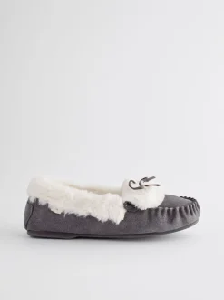Grijs - Suède moccasin-pantoffels