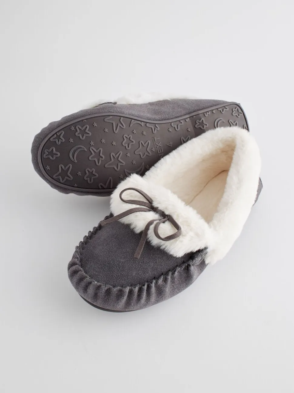 Grijs - Suède moccasin-pantoffels