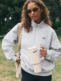 Grijs - Sweatshirt met korte rits