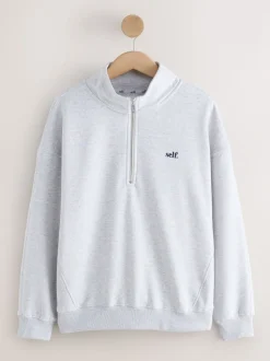 Grijs - Sweatshirt met korte rits