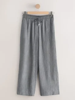 Grijs - Tie Waist Wide Leg Trousers with Wool