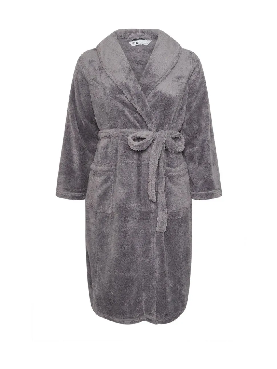 Grijs - Yours Curve Fluffy Shawl Collar Robe