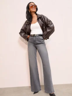 Grijs denim - Friends Like These X Lucy Mecklenburgh alledaagse jeans met wijde pijpen