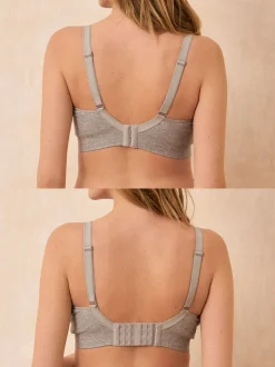 Grijs en poederroze - Seraphine Bamboo Soft Seamless Maternity & Nursing Bra 2 Pack