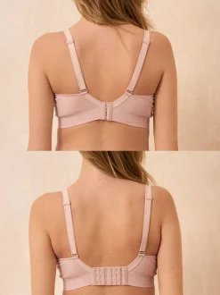 Grijs en poederroze - Seraphine Bamboo Soft Seamless Maternity & Nursing Bra 2 Pack