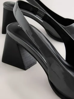 Grijs gelakt - Forever Comfort® Pointed Toe Slingback Block Heels