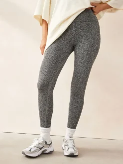 Grijs gemêleerd - Geribbelde naadloze legging met hoge taille