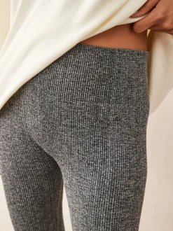 Grijs gemêleerd - Geribbelde naadloze legging met hoge taille