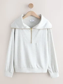 Grijs gemêleerd - Half Zip Jersey Sweatshirt