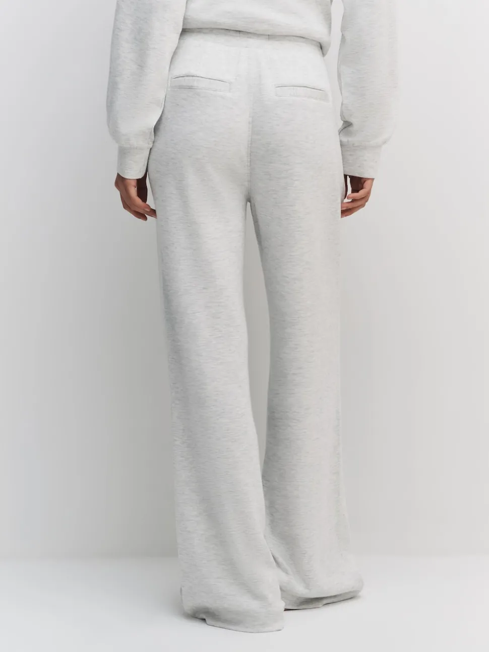 Grijs gemêleerd - Premium jersey joggingbroek met wijde pijpen