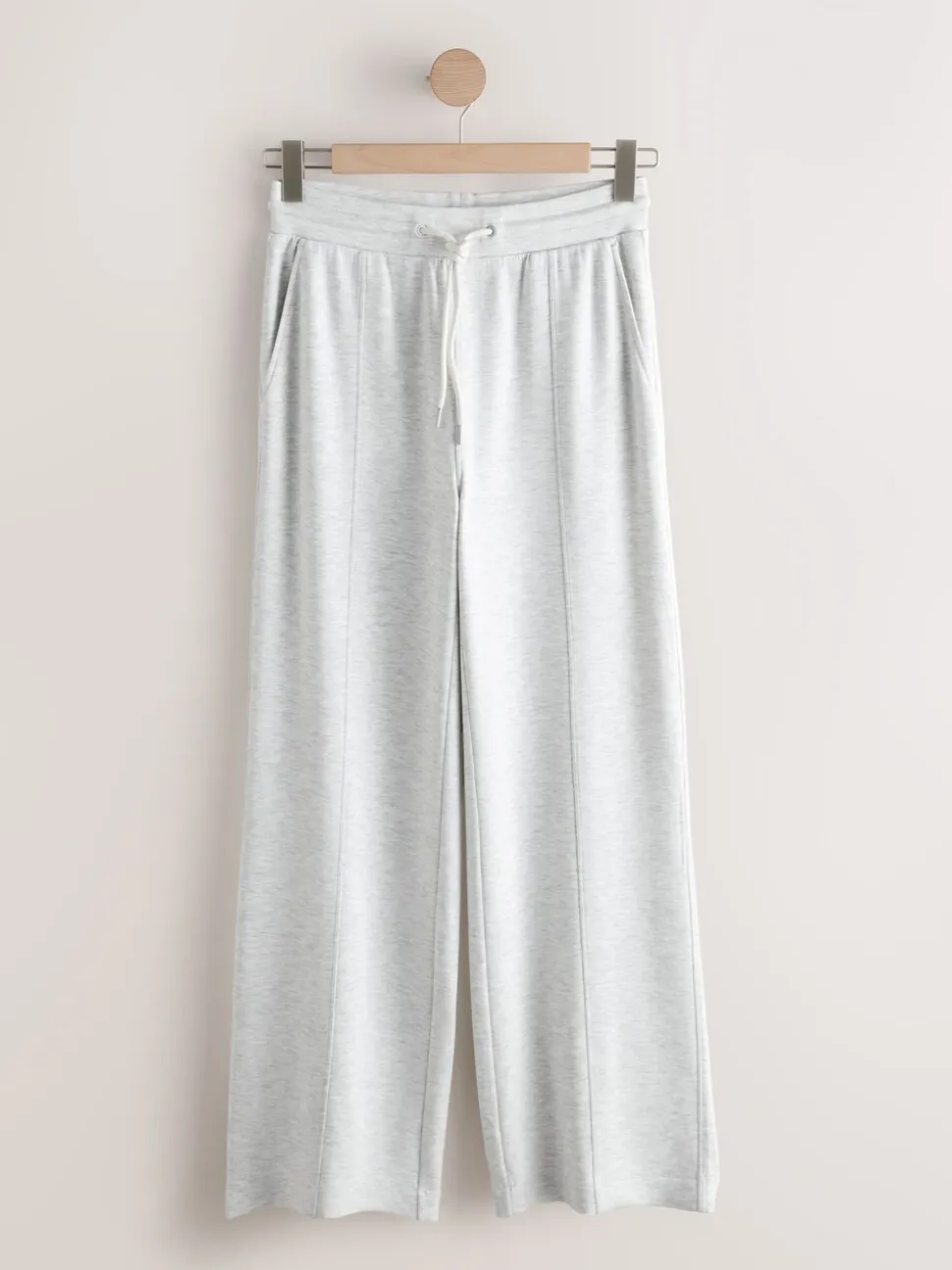 Grijs gemêleerd - Premium jersey joggingbroek met wijde pijpen