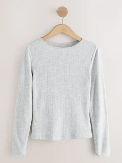 Grijs gemêleerd - Thermal Maximum Warmth Cosy Pointelle Long Sleeved Top