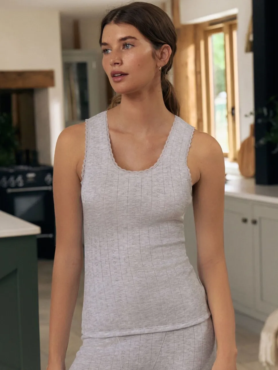 Grijs gemêleerd - Thermal Maximum Warmth Cosy Pointelle Vest