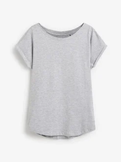 Grijs gemêleerd - T-shirt met kapmouwtjes