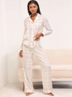 Grijs geruit - Lipsy - Geweven pyjamaset met lange mouwen