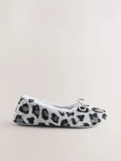 Grijs met dierenprint - Ballerina Flat Slippers