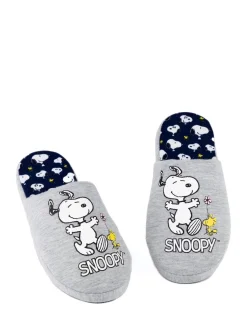Grijs met Snoopy - Vanilla Underground winterse pantoffelmuiltjes voor dames