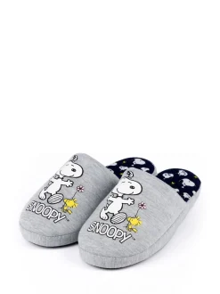 Grijs met Snoopy - Vanilla Underground winterse pantoffelmuiltjes voor dames