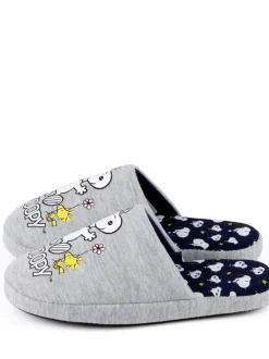 Grijs met Snoopy - Vanilla Underground winterse pantoffelmuiltjes voor dames