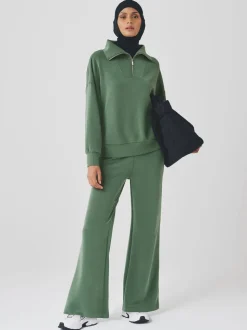 Grijs-groen - Active Modal sweatshirt met kwart-rits