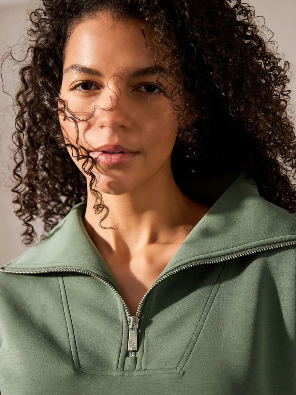Grijs-groen - Active Modal sweatshirt met kwart-rits