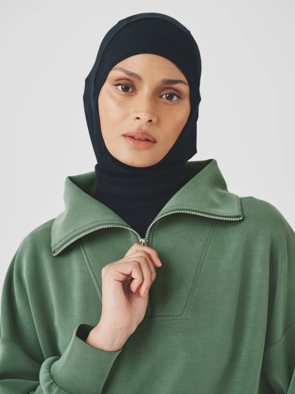 Grijs-groen - Active Modal sweatshirt met kwart-rits