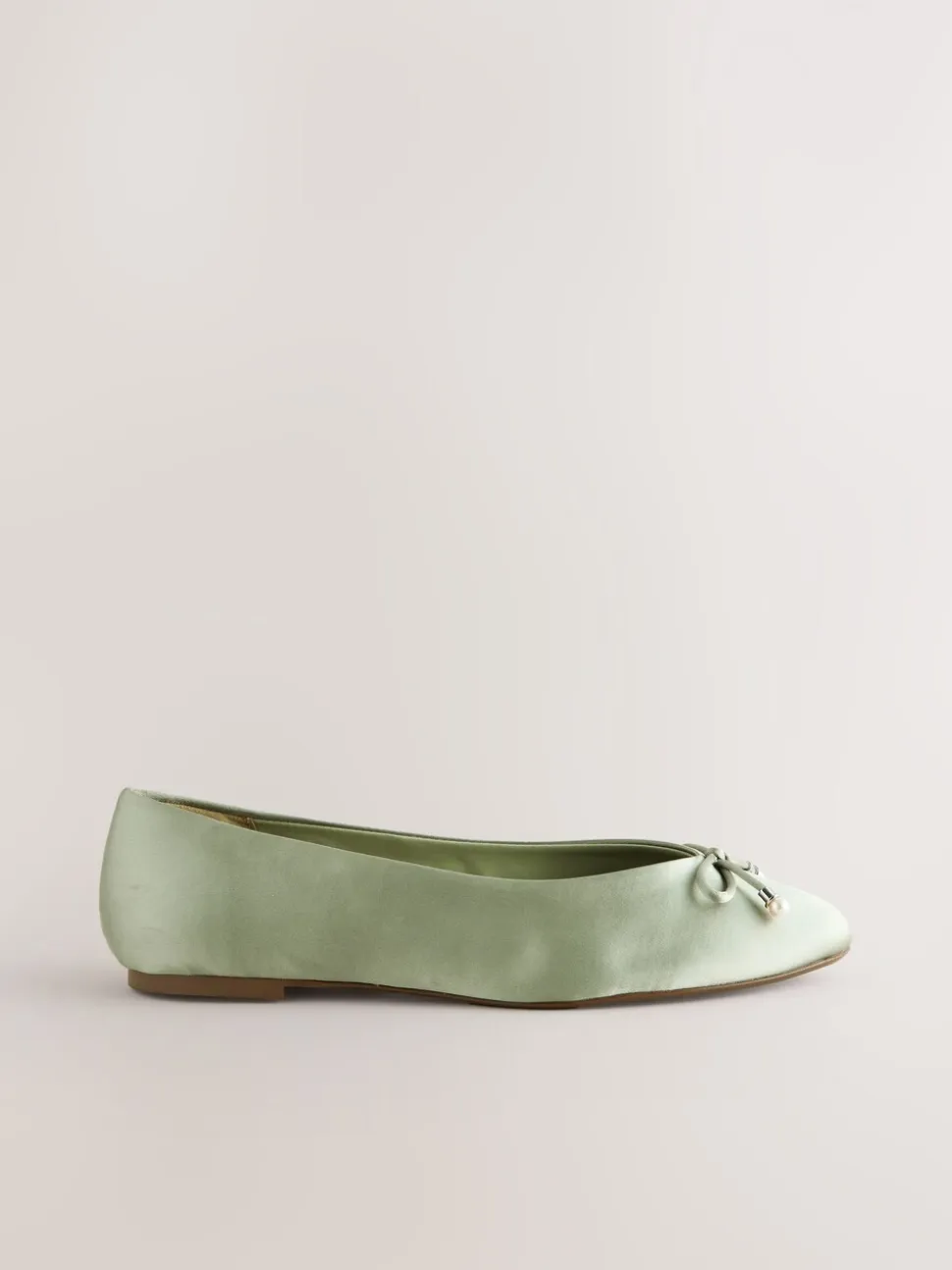 Grijs-groen - Ballerina's met pareleffect en strikdetail voor bruidsmeisjes