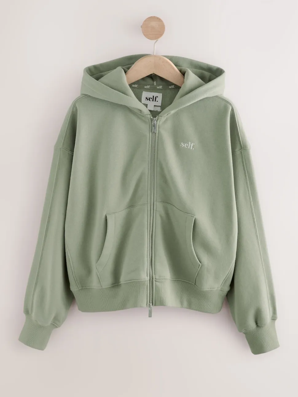 Grijs-groen - Jack met capuchon en ritssluiting