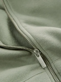 Grijs-groen - Jack met capuchon en ritssluiting