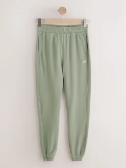 Grijs-groen - Self. joggingbroek met boorden