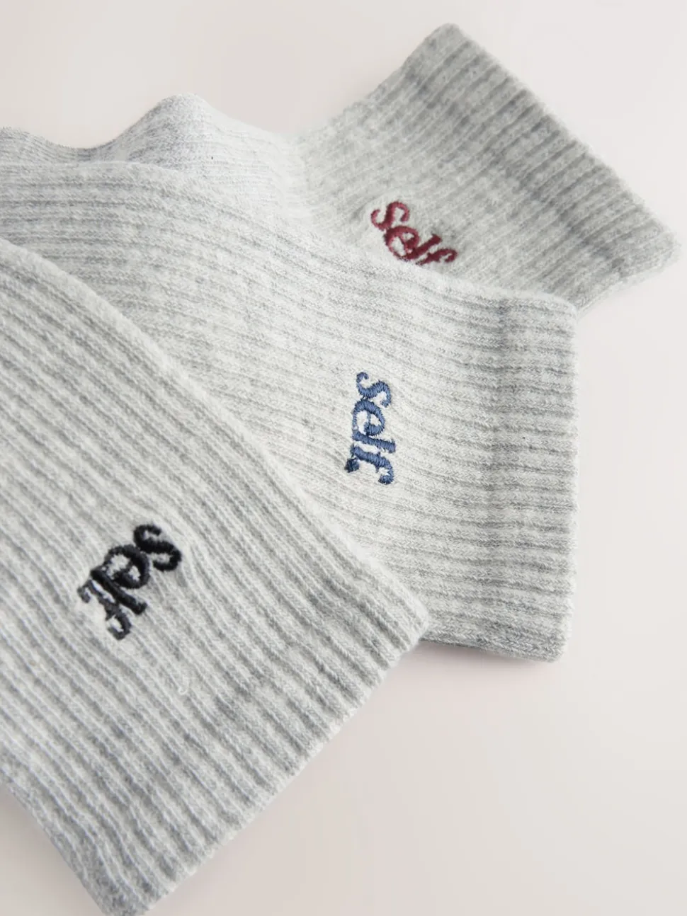 Grijs/marineblauw/paarsrood - zelf. 3 paar lounge enkelsokken met verzachte zool