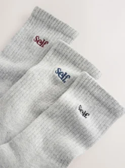 Grijs/marineblauw/paarsrood - zelf. 3 paar lounge enkelsokken met verzachte zool