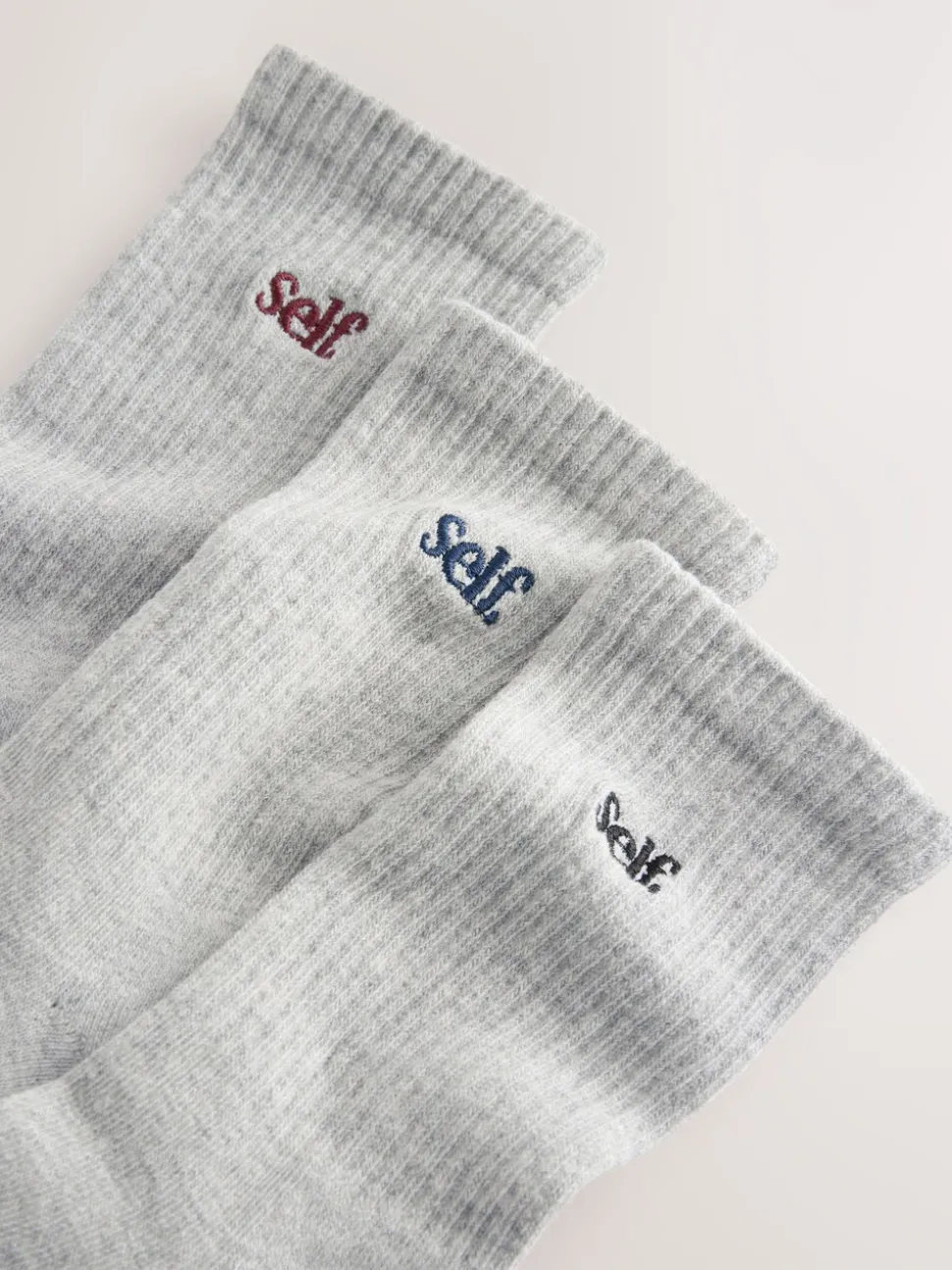Grijs/marineblauw/paarsrood - zelf. 3 paar lounge enkelsokken met verzachte zool