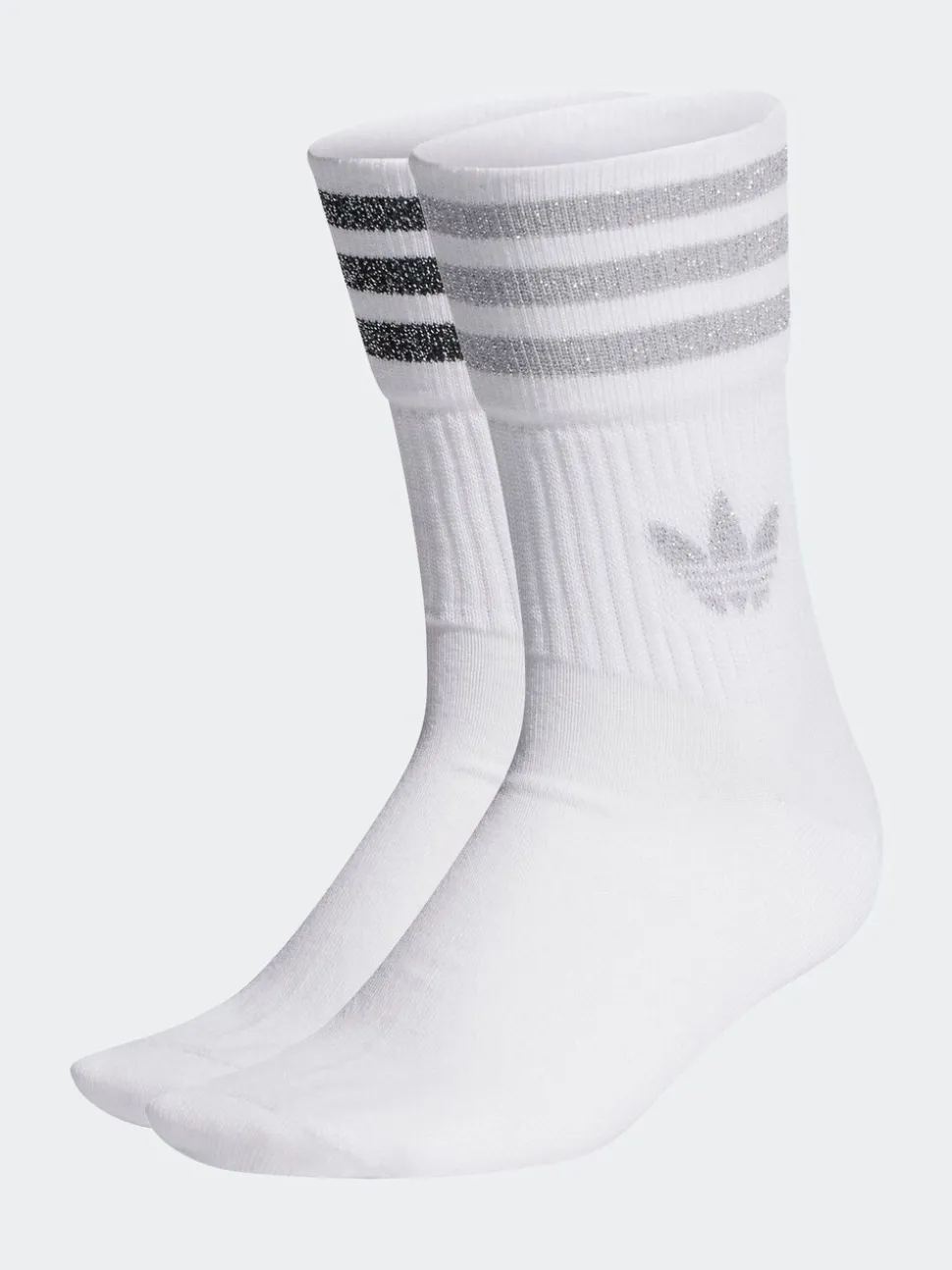 Grijs/wit - adidas Originals verpakking van 2 paar halfhoge glittersokken