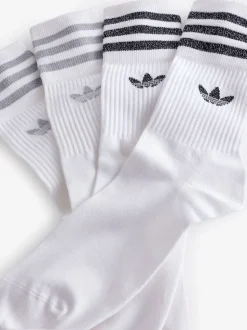 Grijs/wit - adidas Originals verpakking van 2 paar halfhoge glittersokken