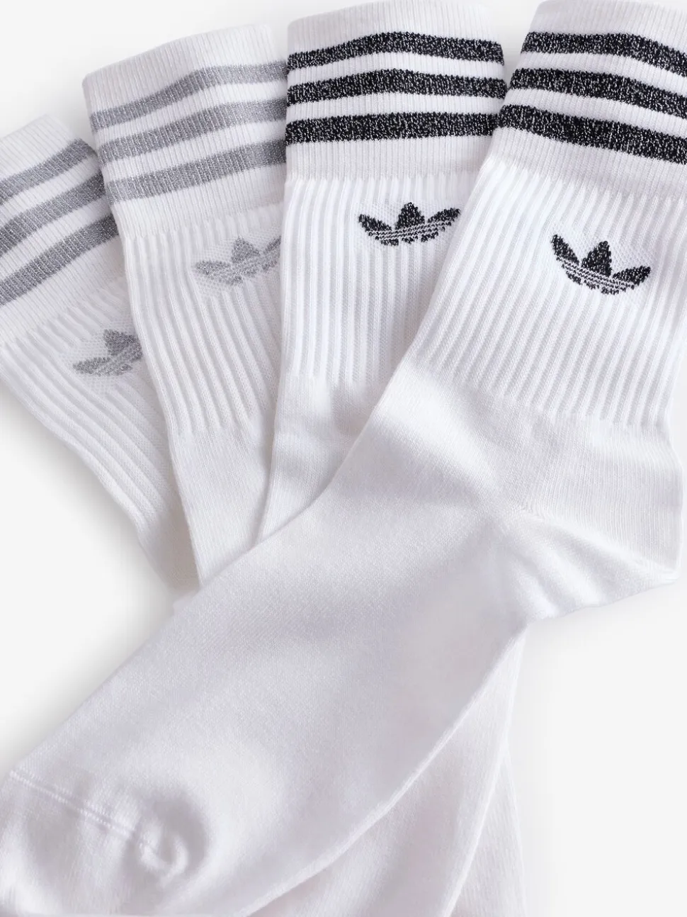 Grijs/wit - adidas Originals verpakking van 2 paar halfhoge glittersokken