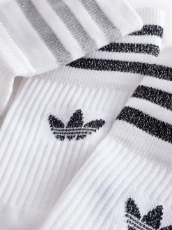 Grijs/wit - adidas Originals verpakking van 2 paar halfhoge glittersokken