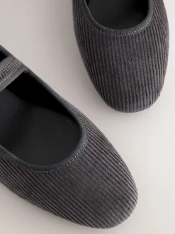 Grijze corduroy - Forever Comfort Round Toe Buckle Detail Mary Jane Shoes