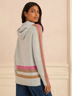 Grijze meerkleurige Lurex Strepen - Love & Roses Stripe Metallic Hoodie