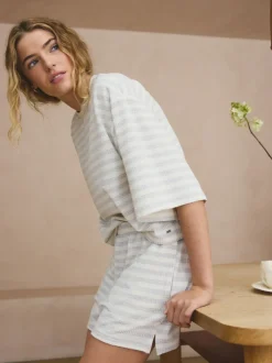 Grijze streep - Textured Short Pyjamas