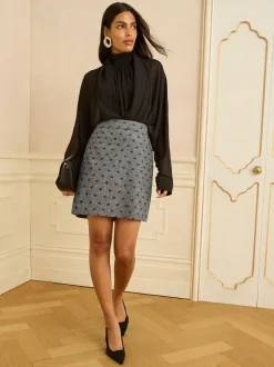 Grijze strikprint - Love & Roses Mini Skirt