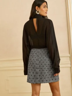 Grijze strikprint - Love & Roses Mini Skirt