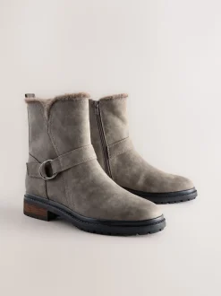 Grijze textuur - Forever Comfort® Faux Fur Hardware Ankle Boots