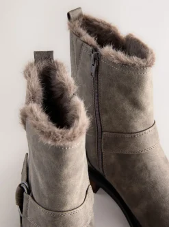 Grijze textuur - Forever Comfort® Faux Fur Hardware Ankle Boots
