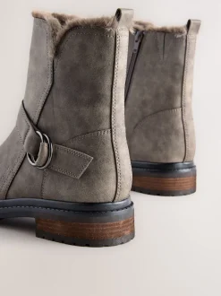 Grijze textuur - Forever Comfort® Faux Fur Hardware Ankle Boots