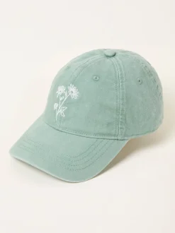 Groen - FatFace Embroidered Daisy Cap