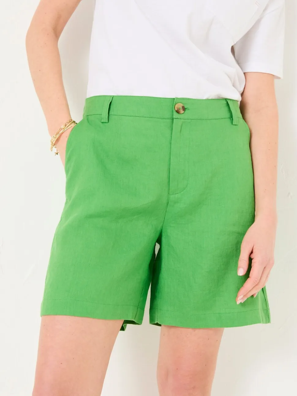 Groen - FatFace linnen shorts