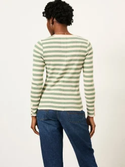 Groen - FatFace Stripe Long Sleeve Top